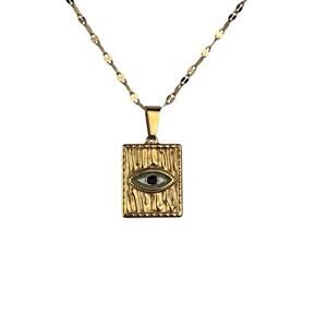 Henrigirl Gold Tone 20" Chain Necklace Evil Eye Pendant